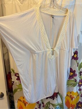 White stretch swim beach cover jones ny sport L